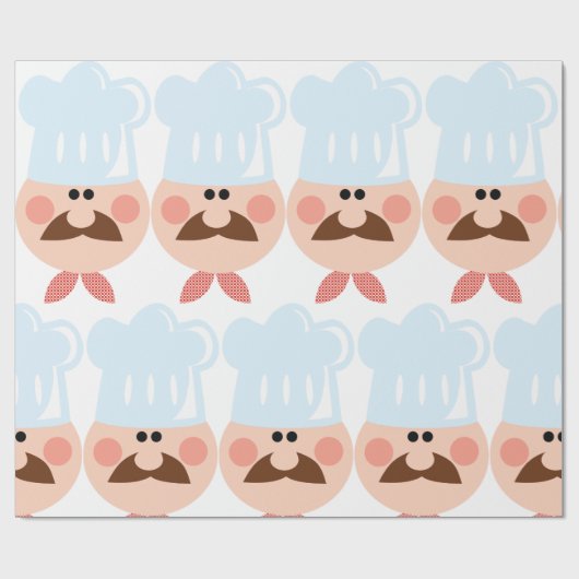 Italian Chef Face with Mustache and Hat Cadeaupapier (Vlak)