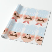 Italian Chef Face with Mustache and Hat Cadeaupapier (Uitgerold)