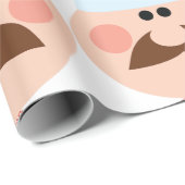 Italian Chef Face with Mustache and Hat Cadeaupapier (Rol Hoek)