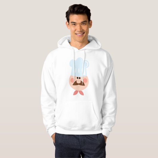 Italian Chef Face with Mustache and Hat Hoodie (Voorkant volledig)