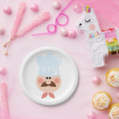 Italian Chef Face with Mustache and Hat Papieren Bordje (Feest)