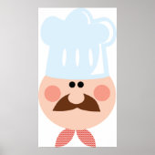 Italian Chef Face with Mustache and Hat Poster (Voorkant)
