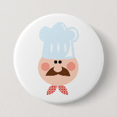 Italian Chef Face with Mustache and Hat Ronde Button 7,6 Cm (Voorkant)