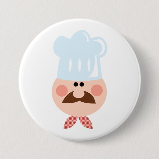 Italian Chef Face with Mustache and Hat Ronde Button 7,6 Cm (Voorkant)