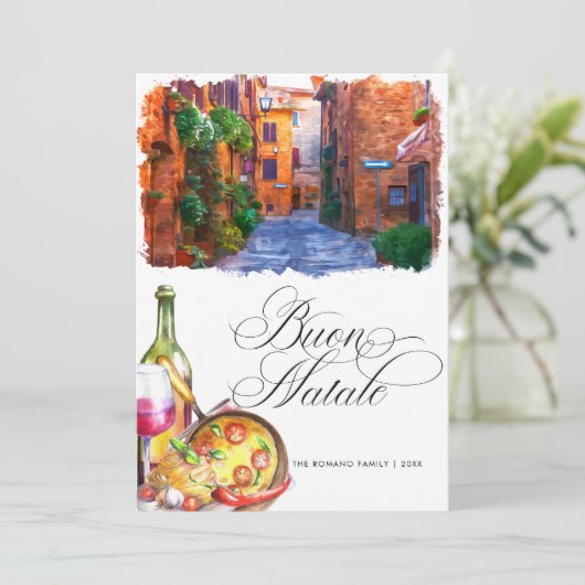 Italian Christmas Buon Natale Modern Photo  Feestdagenkaart (Staand voorkant)