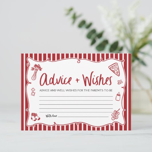 Italian Ciao Bambino Advice and Wishes Baby Shower Informatiekaartje (Staand voorkant)