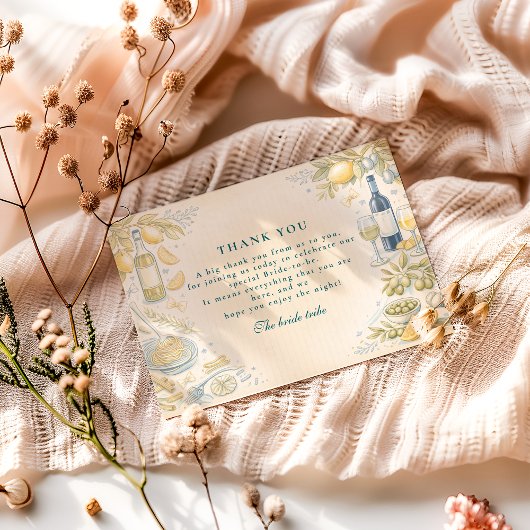 Italian Ciao Miss Bridal Shower Bedankkaart