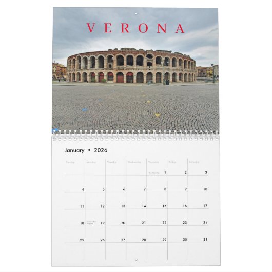 Italian cities 2026 calendar kalender (Jan 2026)