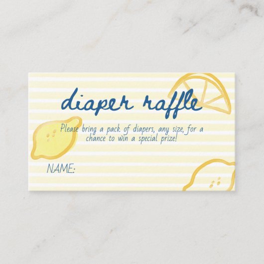 Italian Citrus Diaper Raffle Game Informatiekaartje (Voorkant)