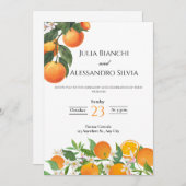 Italian Citrus Orange Blossom Wedding Invitation Kaart (Voorkant / Achterkant)