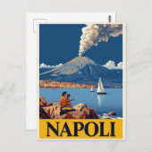 Italian Coast Naples Vesuvius Artwork Briefkaart (Voorkant / Achterkant)