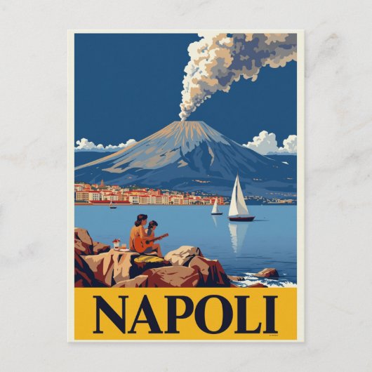 Italian Coast Naples Vesuvius Artwork Briefkaart (Voorkant)