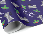 Italian Coffee Moka Pot Buon Natale cute Christmas Cadeaupapier (Rol Hoek)