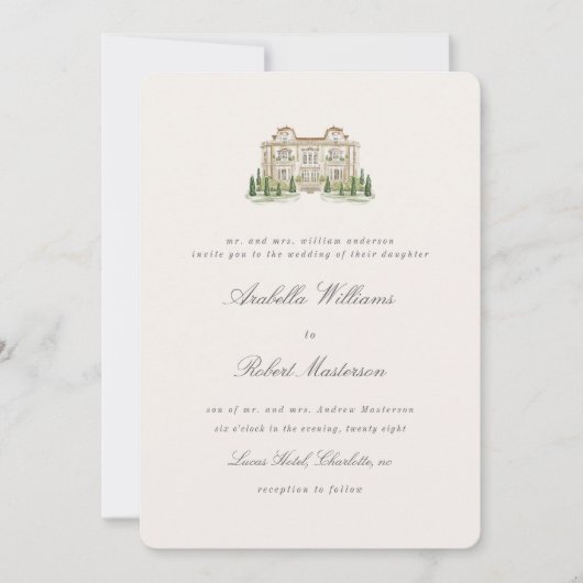 Italian Countryside Elegant Wedding Invitation Kaart (Voorkant)