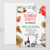 Italian Dinner birthday party Invitation Kaart (Voorkant / Achterkant)