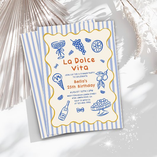 Italian Dinner La Dolce Vita Birthday  Invitation  Kaart
