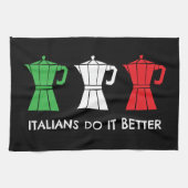 Italian do it better Moka Pot Coffee humor Theedoek (Horizontaal)