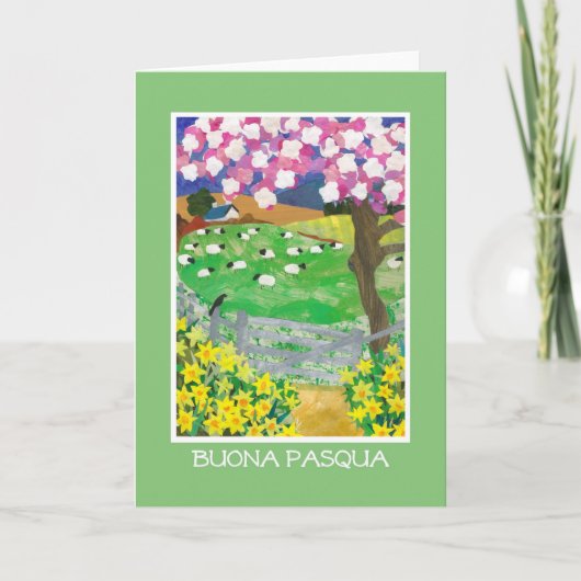 Italian Easter Card with Countryside in Spring Feestdagen Kaart (Voorkant)