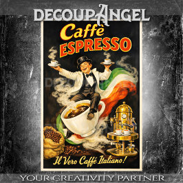 Italian Espresso Coffee Poster Decoupage Tissuepapier