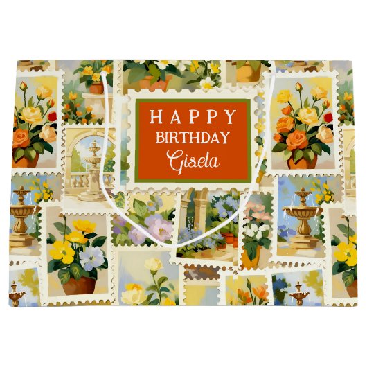 Italian Festive Pattern Gift Bag Groot Cadeauzakje (Voorkant)