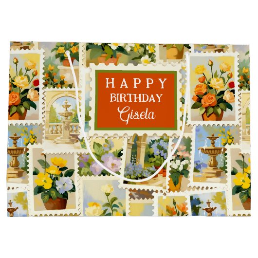 Italian Festive Pattern Gift Bag Groot Cadeauzakje (Achterkant)