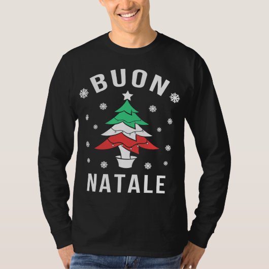 Italian Flag Christmas Tree Buon Natale T-shirt (Voorkant)