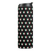 Italian Flag Heart Repeat Pattern Black Thermosbeker (Gedraaid links)