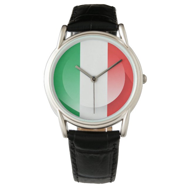 Italian Flag Leather Watch  Horloge (Voorkant)