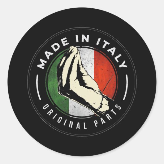 Italian Flag Made In Italy Hand Gesture Italia Ronde Sticker (Voorkant)