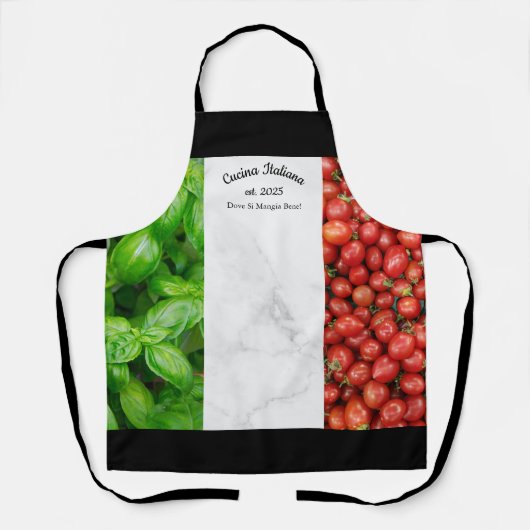 Italian Flag of Basil, Marble, and Tomatoes Schort (Voorkant)