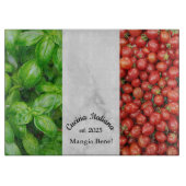 Italian Flag of Basil, Marble, and Tomatoes Snijplank (Voorkant)