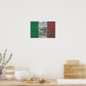 Italian Flag on Rough Wood Boards Effect Poster (Keuken)