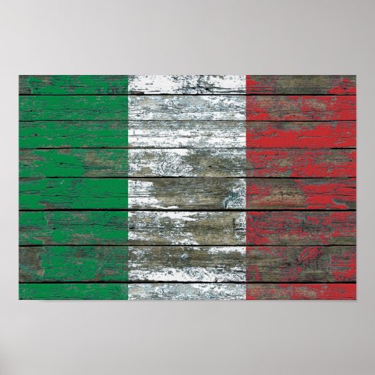 Italian Flag on Rough Wood Boards Effect Poster (Voorkant)