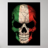 Italian Flag Skull on Black Poster (Voorkant)