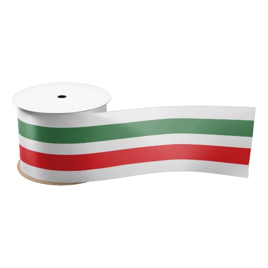 Italian Flag Stripes on White Satijnen Lint (Spoel)