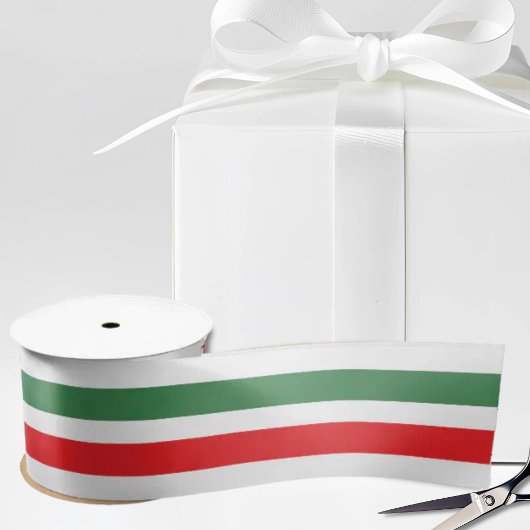 Italian Flag Stripes on White Satijnen Lint