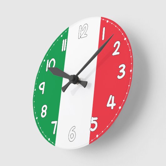 Italian Flag Wall Clock - Flag of Italy Ronde Klok (Hoek)