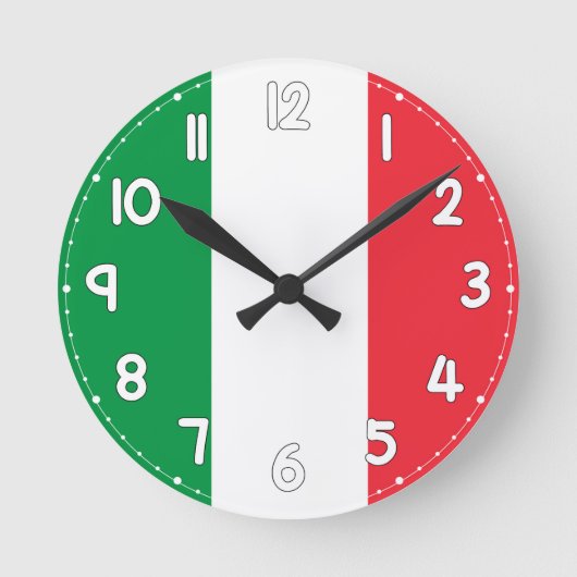 Italian Flag Wall Clock - Flag of Italy Ronde Klok (Voorkant)