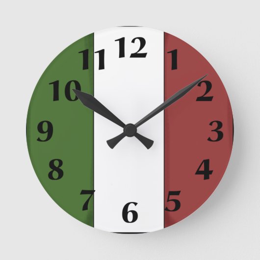 Italian Flag Wall Clock Ronde Klok (Voorkant)
