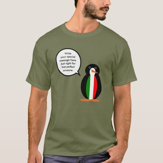 Italian Flag Wildlife Penguin Personalized Gift T-shirt (Voorkant)