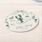 Italian Food Hand Drawn Wedding Engagement Party Ronde Kartonnen Onderzetter (Gebogen)