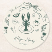 Italian Food Hand Drawn Wedding Engagement Party Ronde Kartonnen Onderzetter (Voorkant)