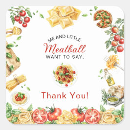 Italian Food Meatball thank you  Baby Shower  Vierkante Sticker