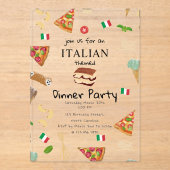 Italian Food Pizza & Pasta Dinner Party Theme Acryl Uitnodigingen (Voorkant)