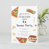 Italian Food Pizza & Pasta Dinner Party Theme Kaart (Staand voorkant)