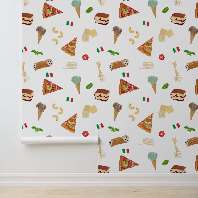 Italian Food Pizza Pasta Tiramisu Kitchen Behang (Applicatie)