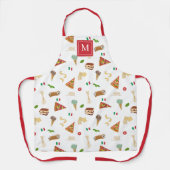 Italian Food Pizza Pasta Tiramisu Monogrammed Schort (Voorkant)
