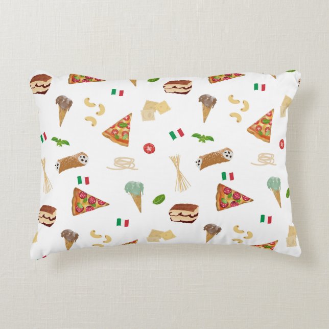 Italian Food Pizza Pasta Tiramisu Pattern Accent Kussen (Voorkant)