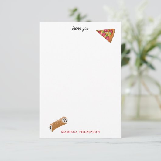 Italian Food Pizza Pasta Tiramisu Pattern Bedankkaart (Staand voorkant)