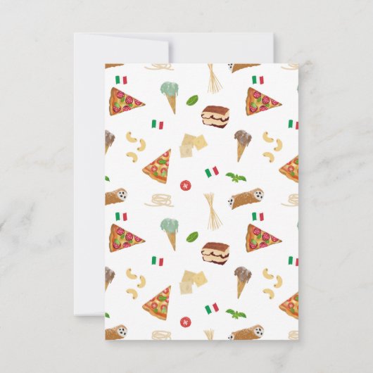 Italian Food Pizza Pasta Tiramisu Pattern Bedankkaart (Achterkant)